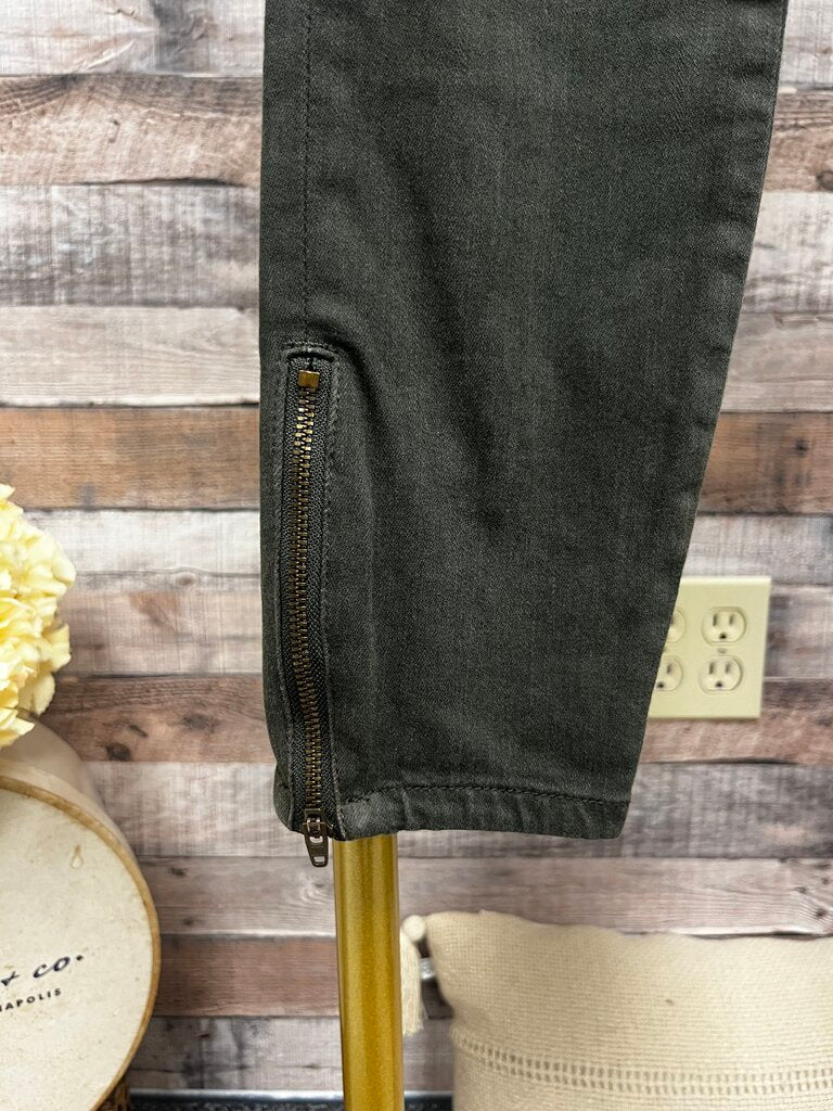 Henry & Belle Olive Green Skinny Jeans with Ankle Zippers