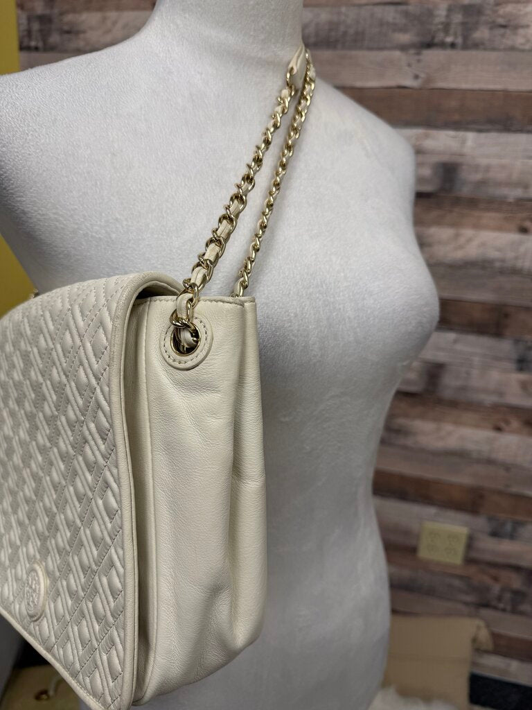 Tory Burch White Quilted Marion Bag w/Duster