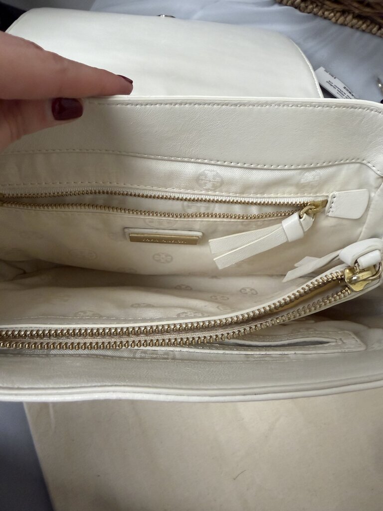Tory Burch White Quilted Marion Bag w/Duster