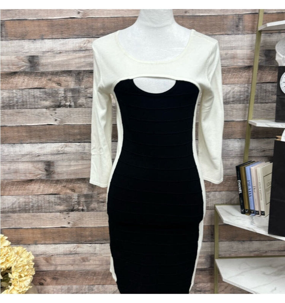 Venus Black & White Bodycon Dress