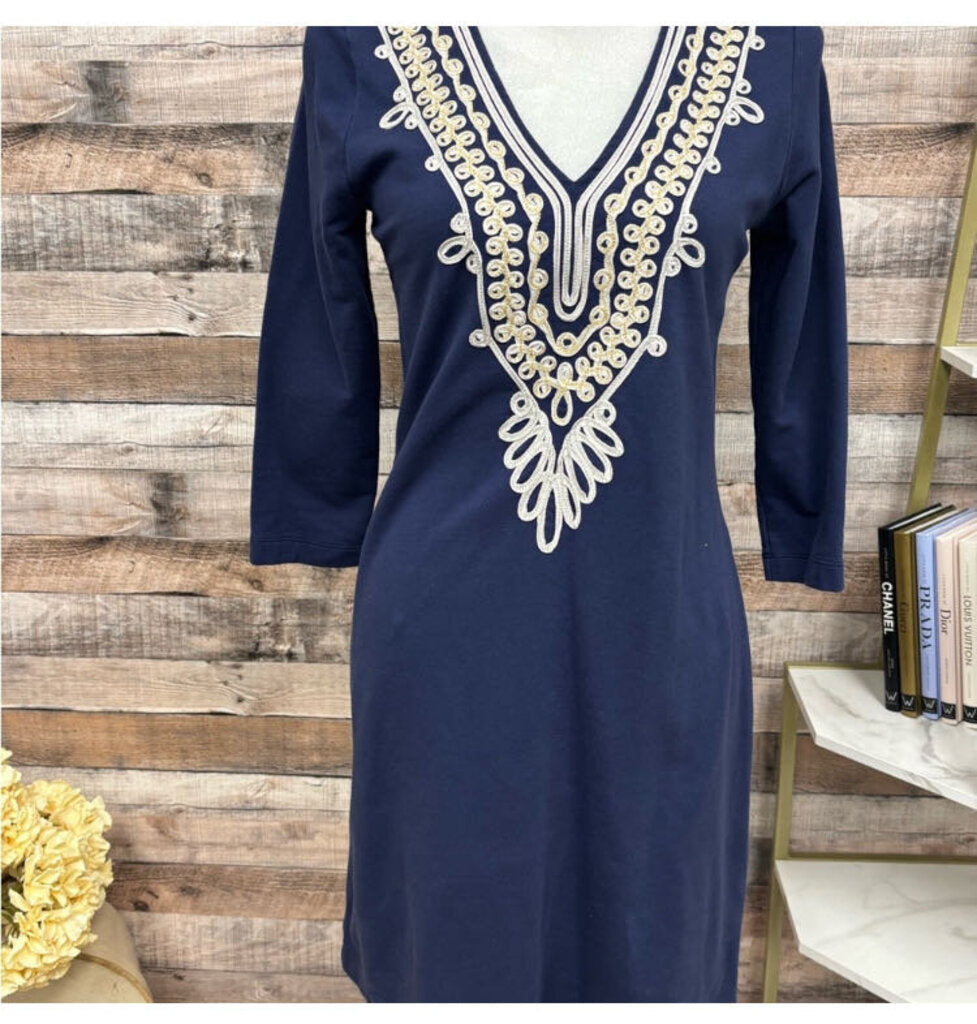 Lilly Pulitzer Navy & White Embroidered Tunic