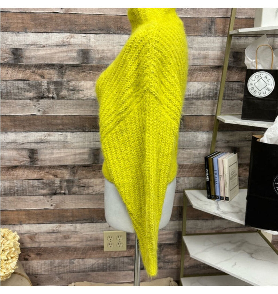 Express Chartreuse Fuzzy Knit Turtleneck Sweater