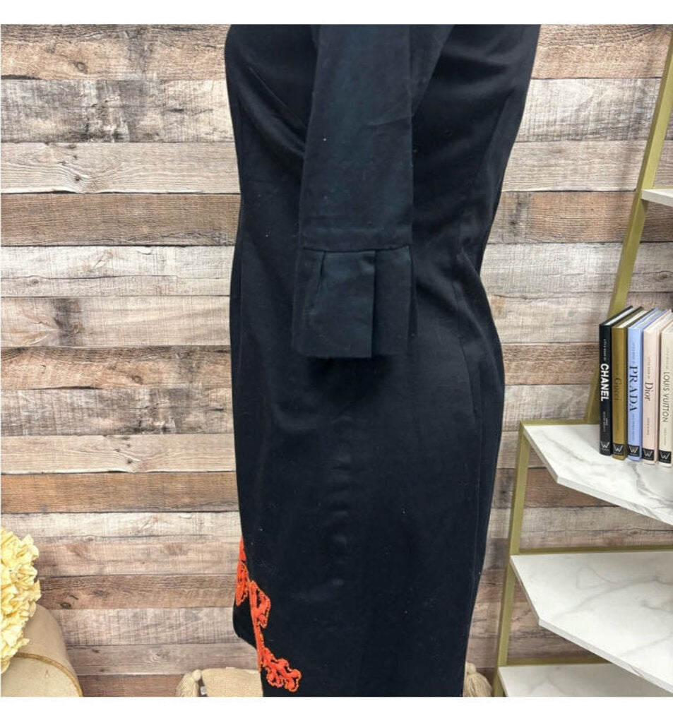 Lilly Pulitzer Black w/Coral Embrodiery Sheath