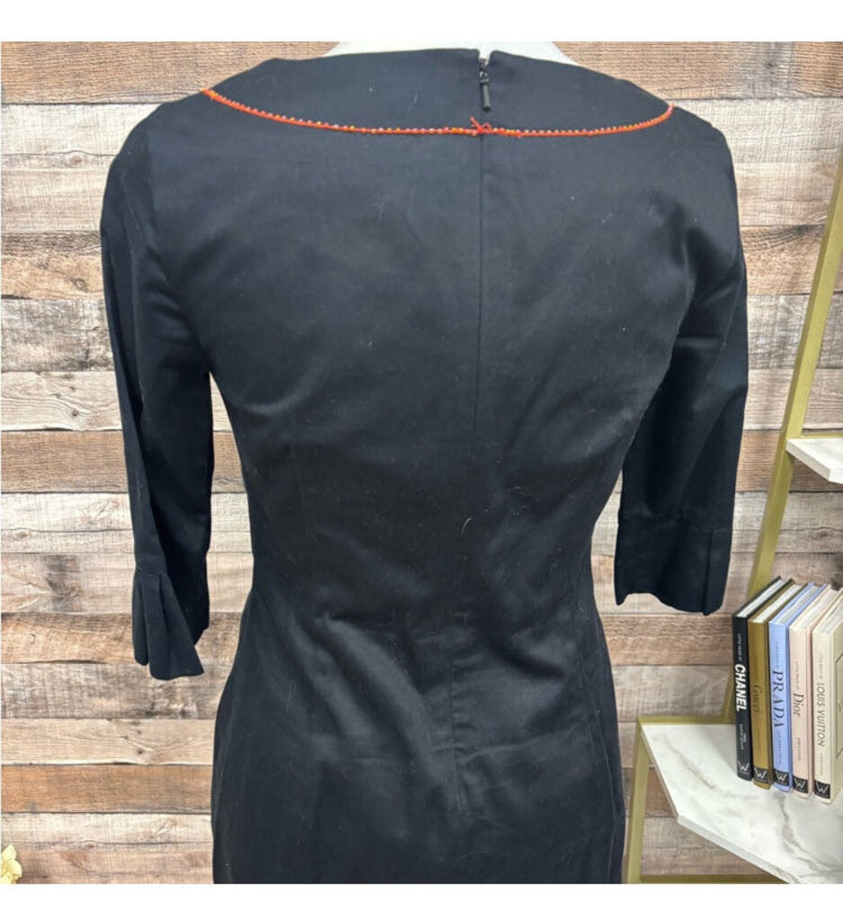 Lilly Pulitzer Black w/Coral Embrodiery Sheath