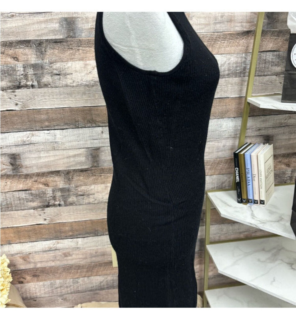 Athleta Black Ribbed Sleeveless Mockneck Dress