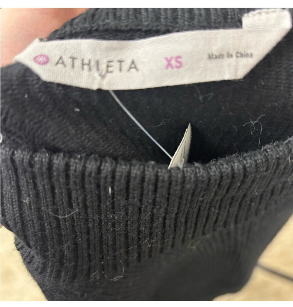 Athleta Black Ribbed Sleeveless Mockneck Dress