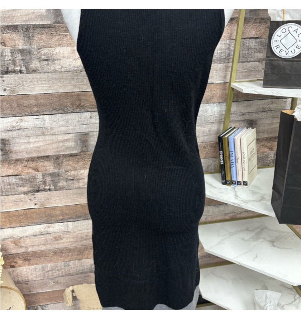 Athleta Black Ribbed Sleeveless Mockneck Dress