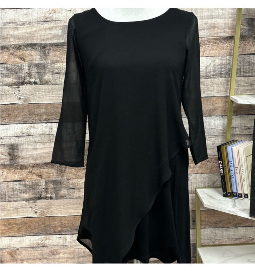 Neiman Marcus Black Sheath Asymemetric Layered
