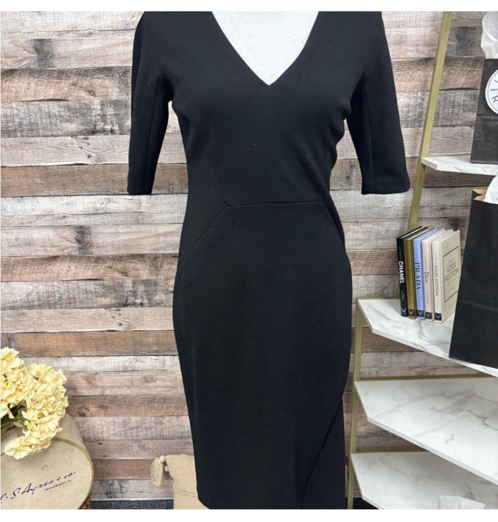 Saks Fifth Avenue Black Sheath V-Neck