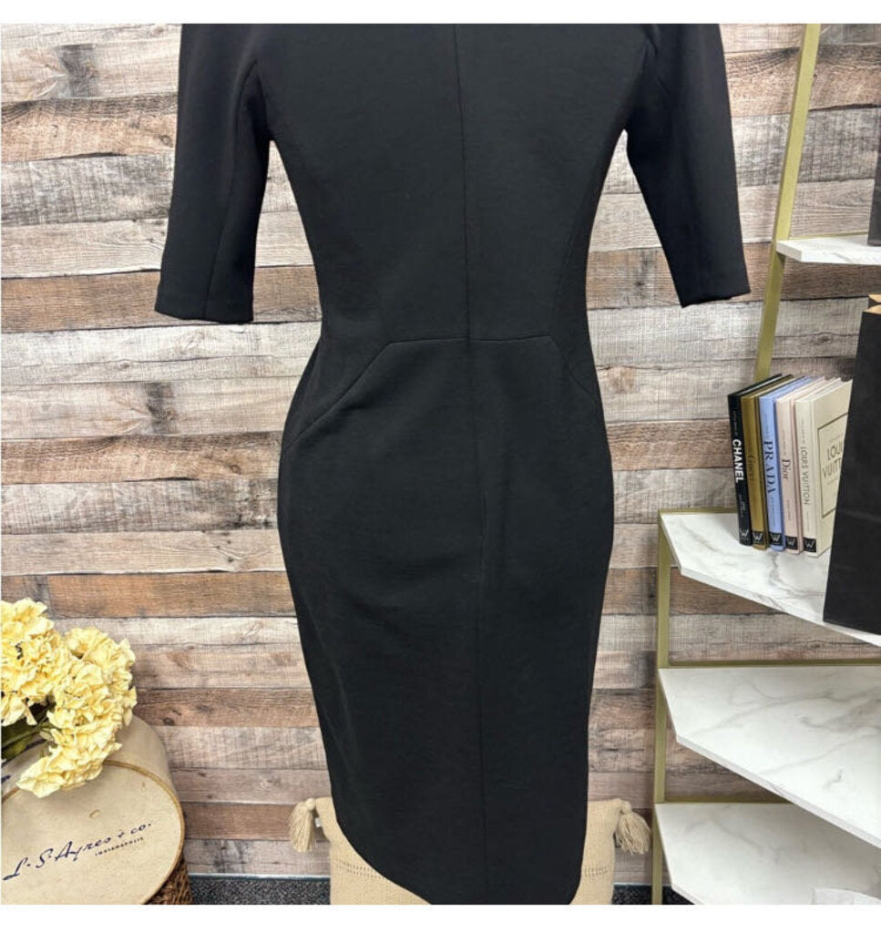 Saks Fifth Avenue Black Sheath V-Neck