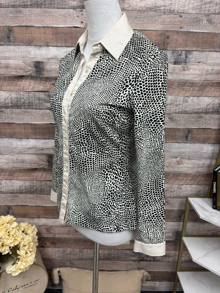 J McLaughlin Black & White Animal Print Button Down