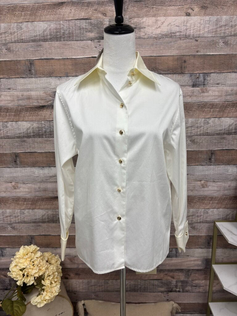St John Sport White/Ivory Button Down Satin