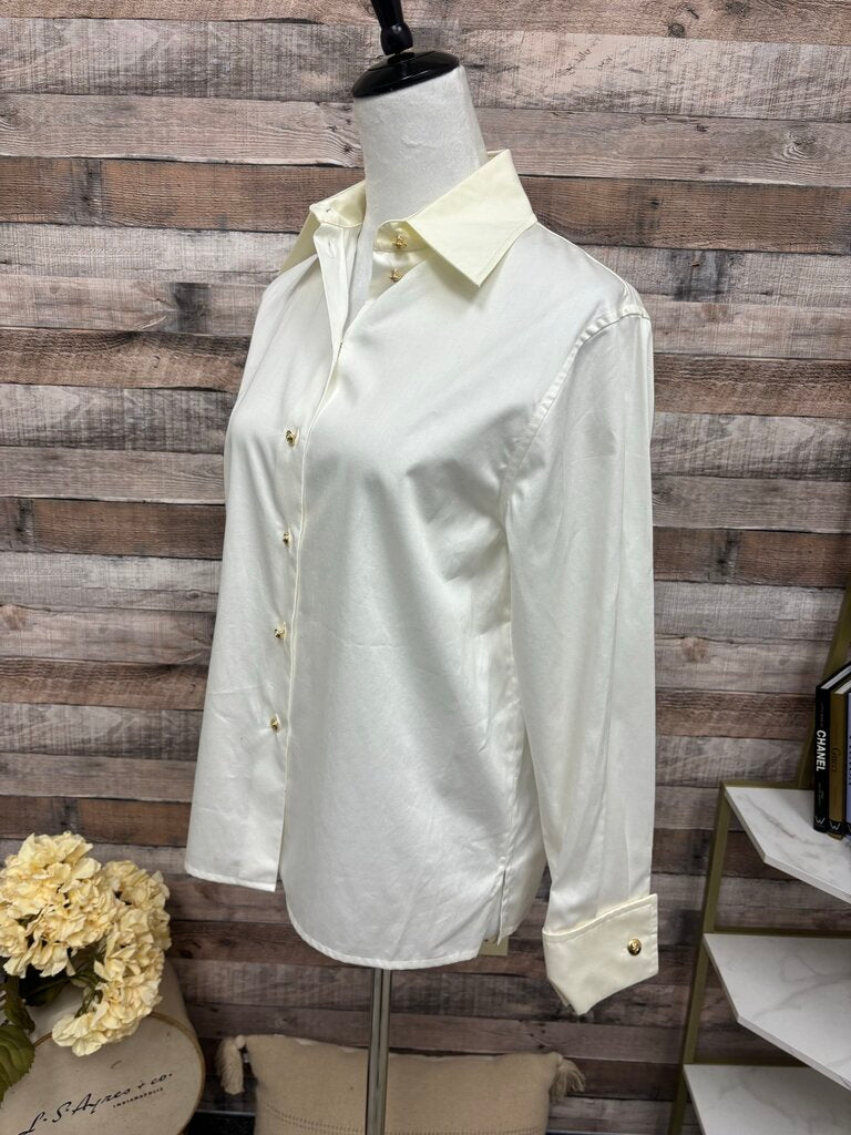 St John Sport White/Ivory Button Down Satin