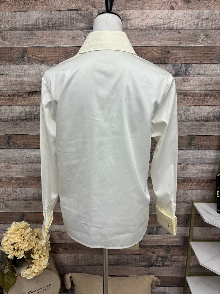 St John Sport White/Ivory Button Down Satin
