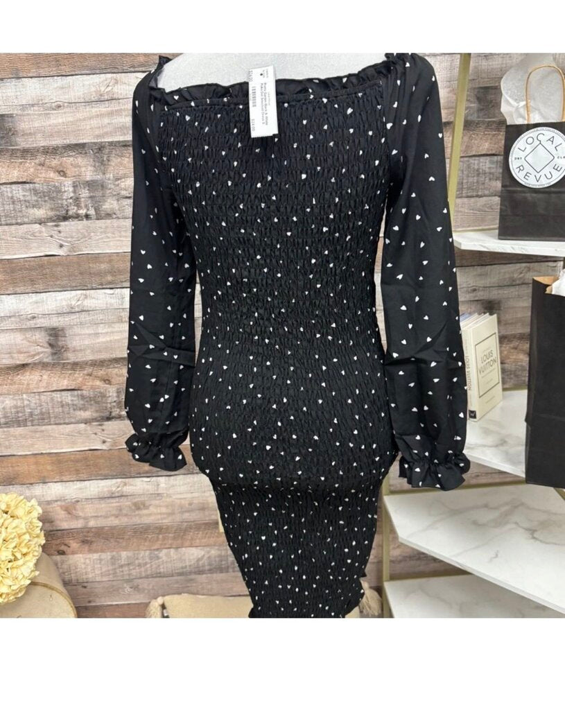 Pretty Garden Black & White Polka Dot Smocked Dress