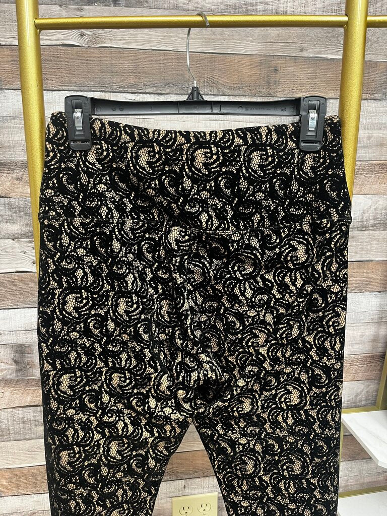 Lysse Black Velvet & Gold Jacquard Pants