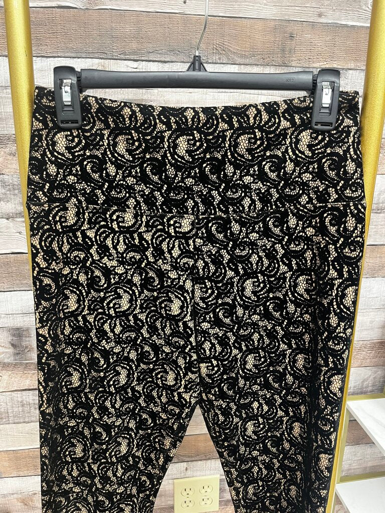 Lysse Black Velvet & Gold Jacquard Pants