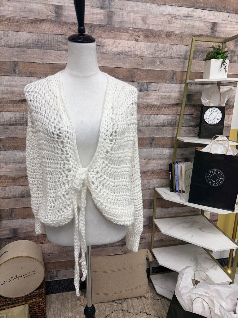 Body by Anca White Tie Front Cardigan