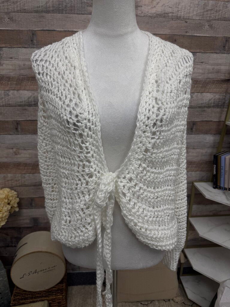 Body by Anca White Tie Front Cardigan