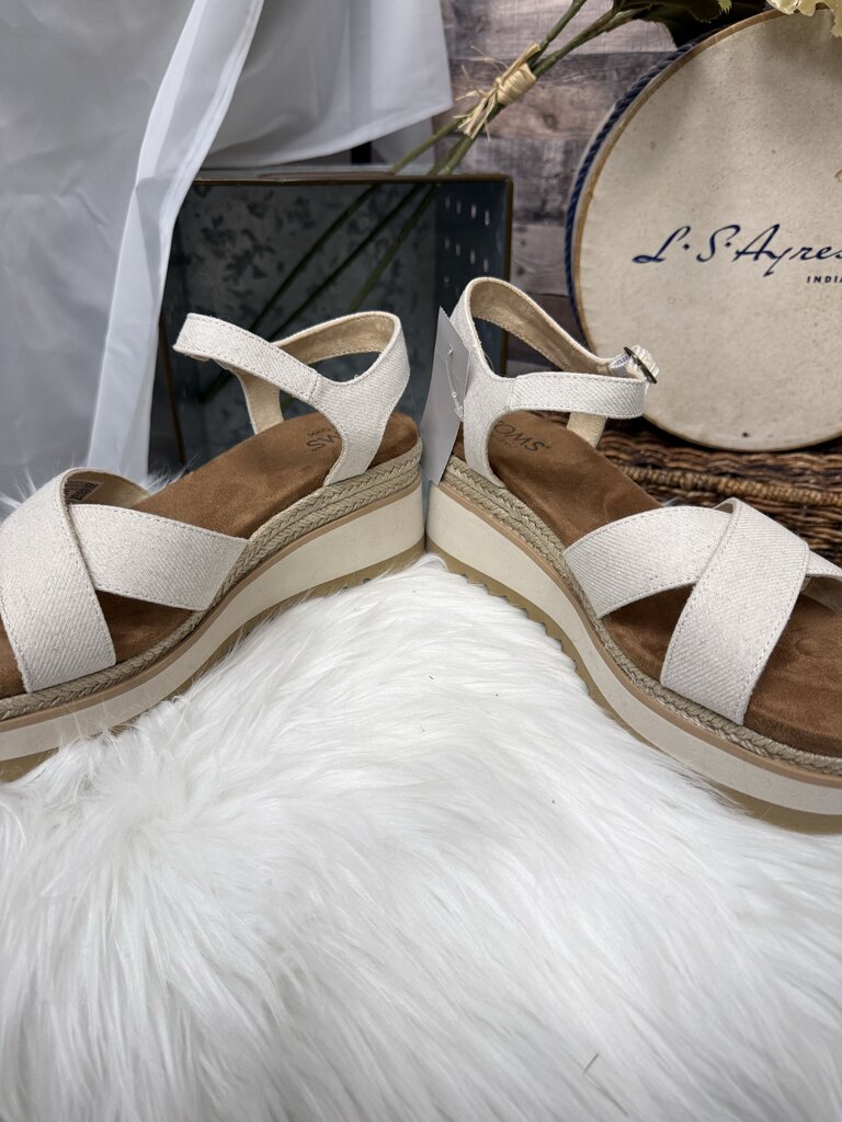 TOMS Gia Linen Canvas Platform Wedge Sandals