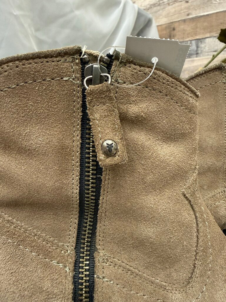 Frye Tan Suede Ankle Booties
