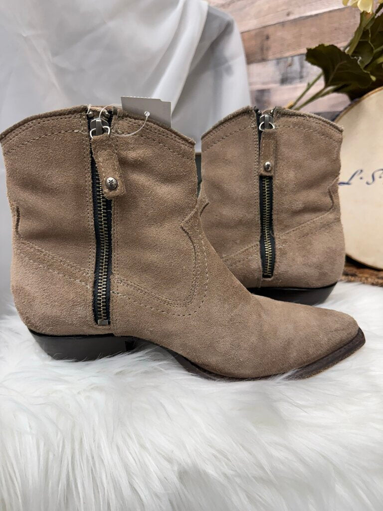 Frye Tan Suede Ankle Booties