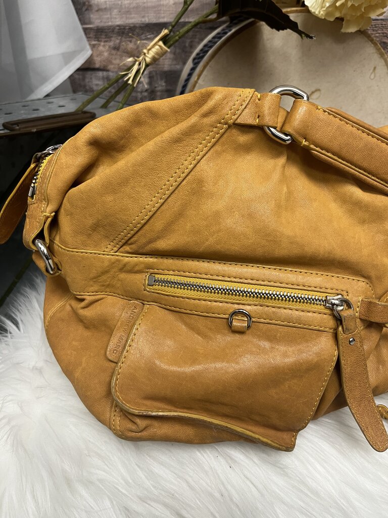 Andrew Marc Golden Leather Carry On Tote
