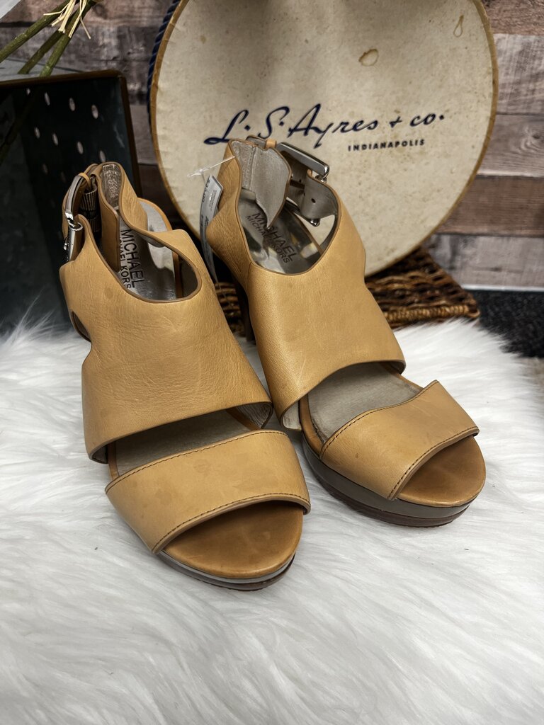 Michael Kors Nude Leather Platform Strap Heels