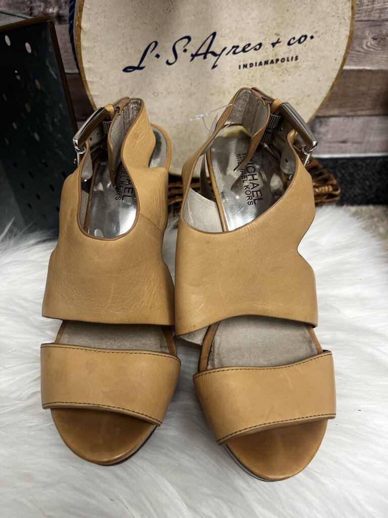 Michael Kors Nude Leather Platform Strap Heels