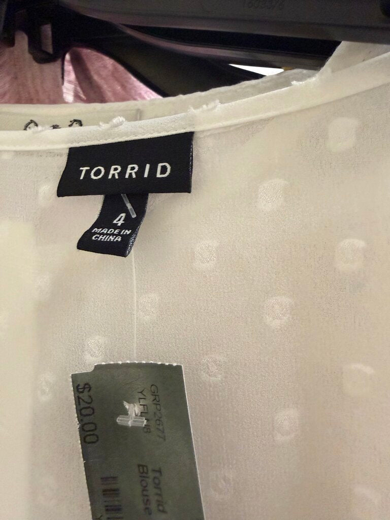 Torrid White Eyelet Baby Doll Blouse