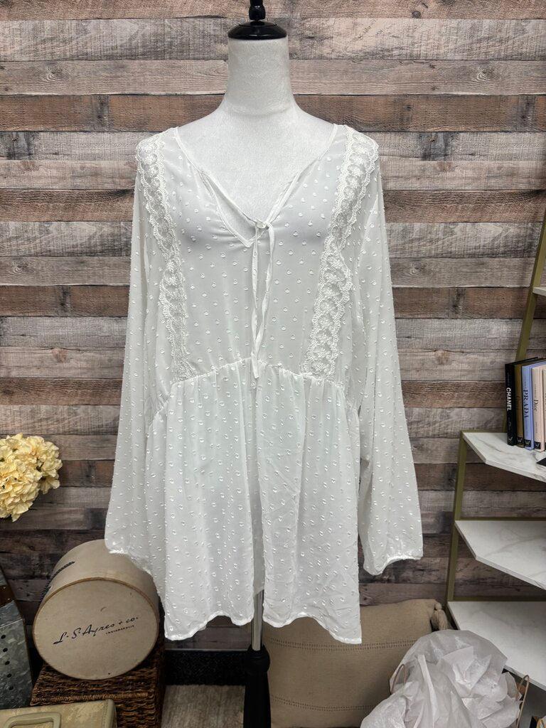 Torrid White Eyelet Baby Doll Blouse