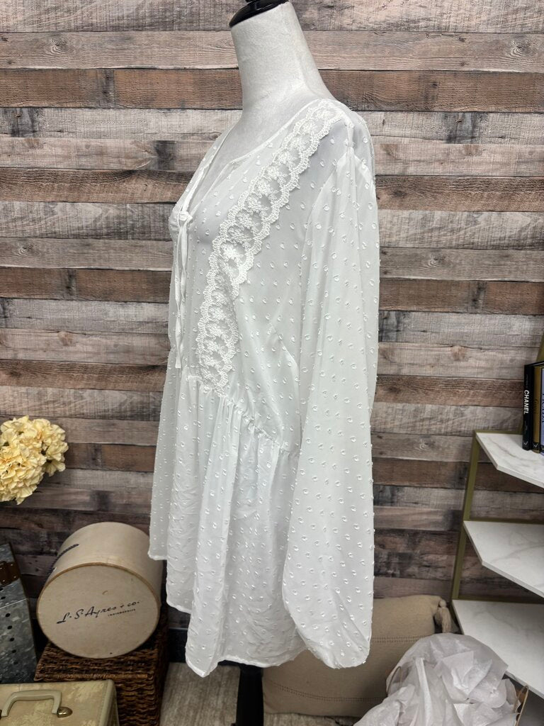 Torrid White Eyelet Baby Doll Blouse