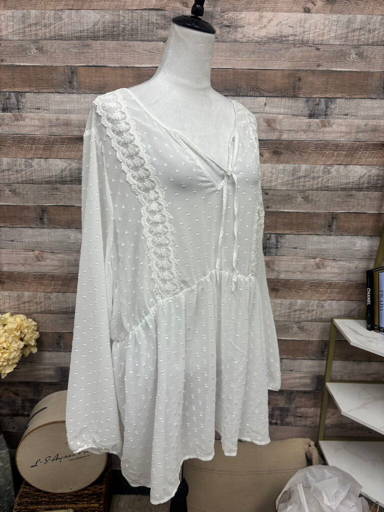 Torrid White Eyelet Baby Doll Blouse