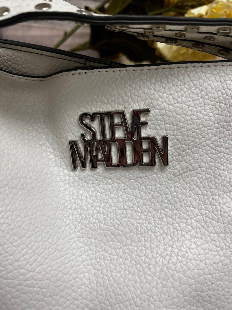 Steve Madden White Hobo Bag w/Silver Studded Strap
