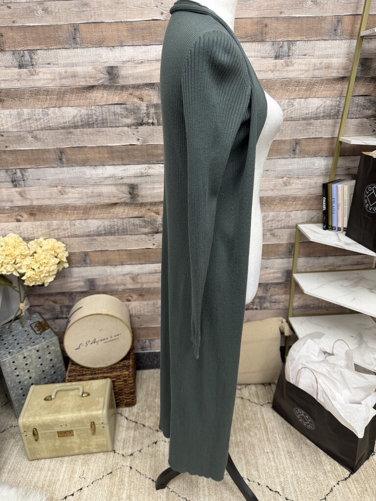 Express Olive Green Knit Ribbed Duster