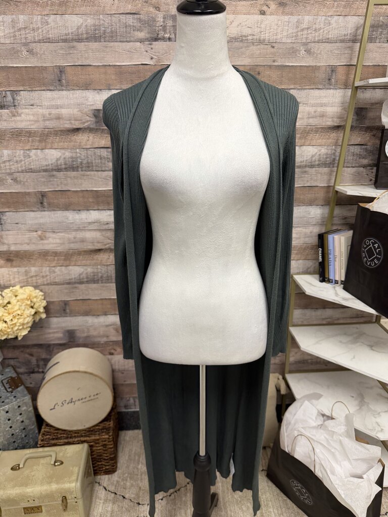 Express Olive Green Knit Ribbed Duster