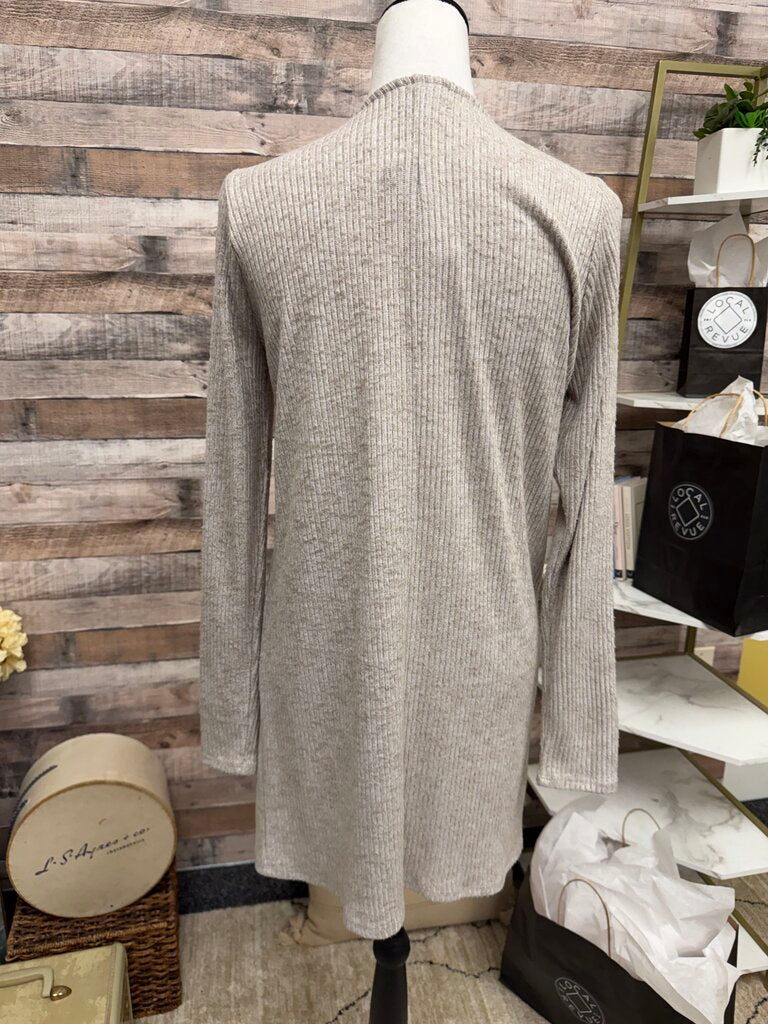 Day Trip Heathered Oatmeal Ribbed Duster Cardigan