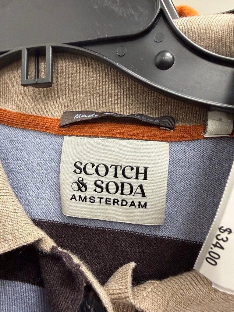 Scotch & Soda Brown & Purple Stripe Rugby Polo