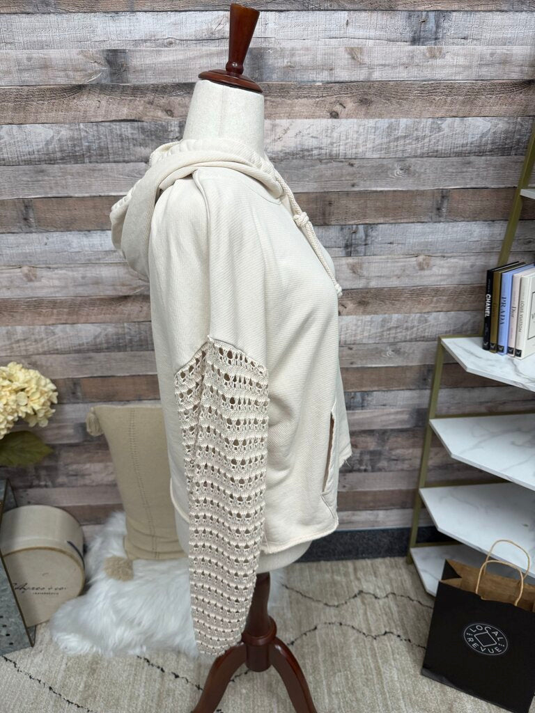 Rails Cream Hoodie w/Bohemian Sleeves