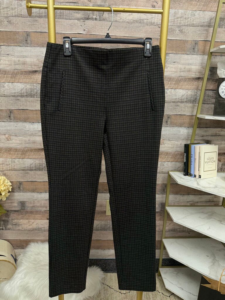 Rafaella Houndstooth Navy/Brown Elastic Waist Pants