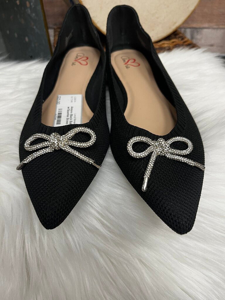 Amore Black Ballet Flats w/Sparkle Bows