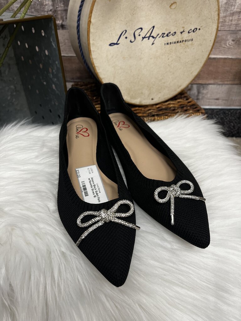 Amore Black Ballet Flats w/Sparkle Bows