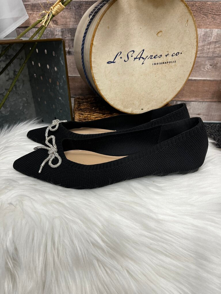 Amore Black Ballet Flats w/Sparkle Bows