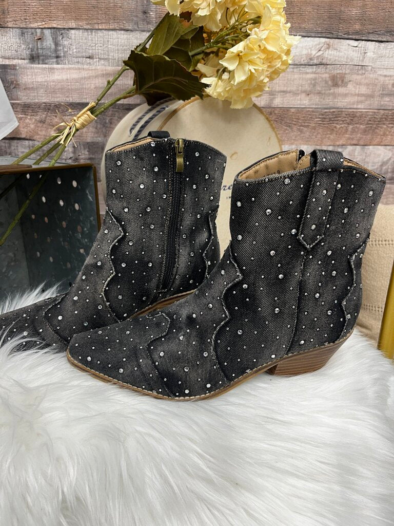Hey Girl by Corkys Grey Rhinestone Studded Bootie
