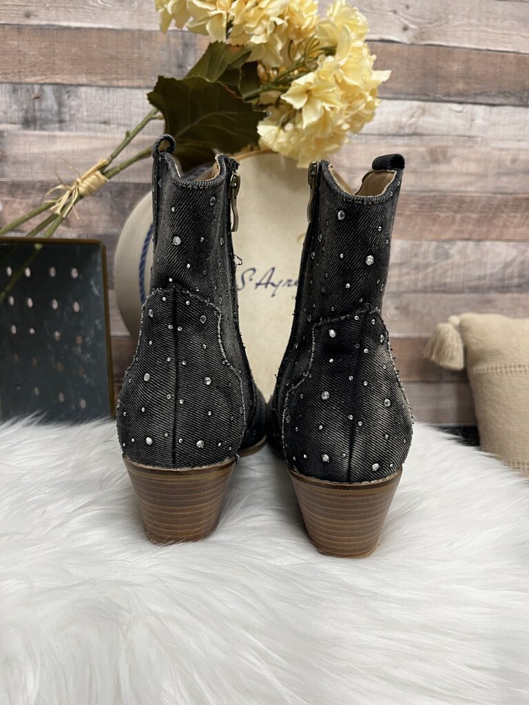 Hey Girl by Corkys Grey Rhinestone Studded Bootie
