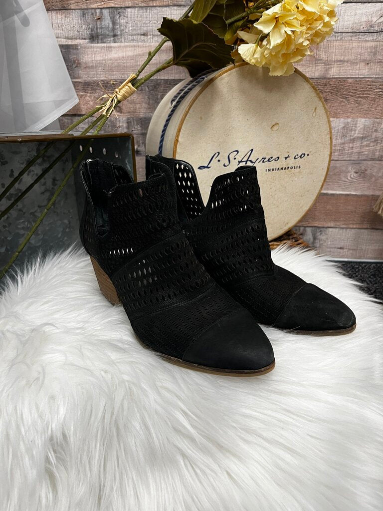 Vince Camuto Black Suede Perforated Booties