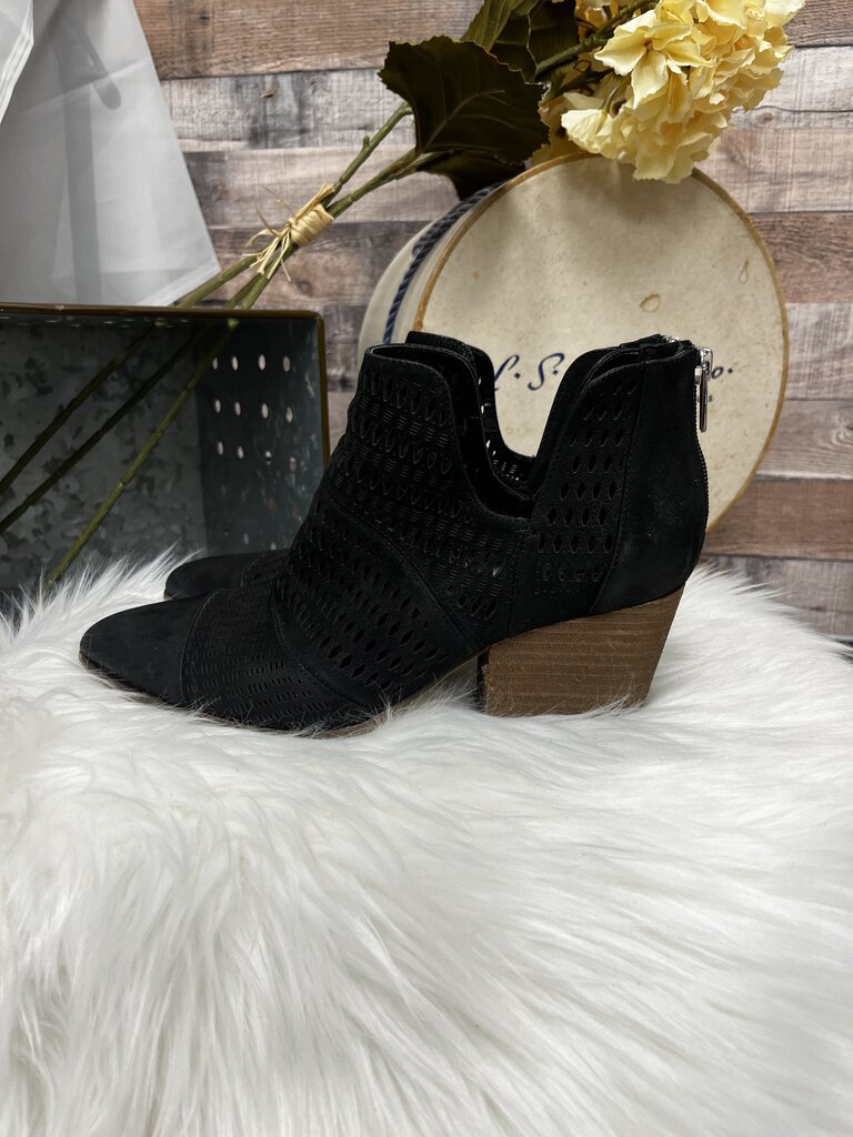 Vince Camuto Black Suede Perforated Booties
