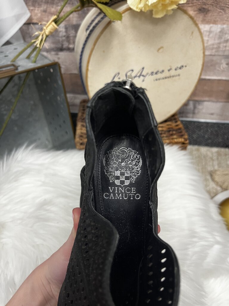 Vince Camuto Black Suede Perforated Booties