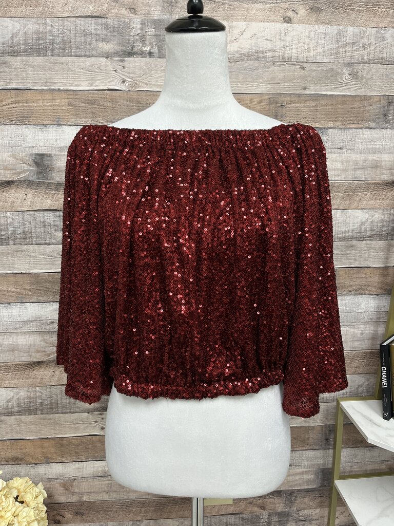 Venus Red Sequin Cropped Top