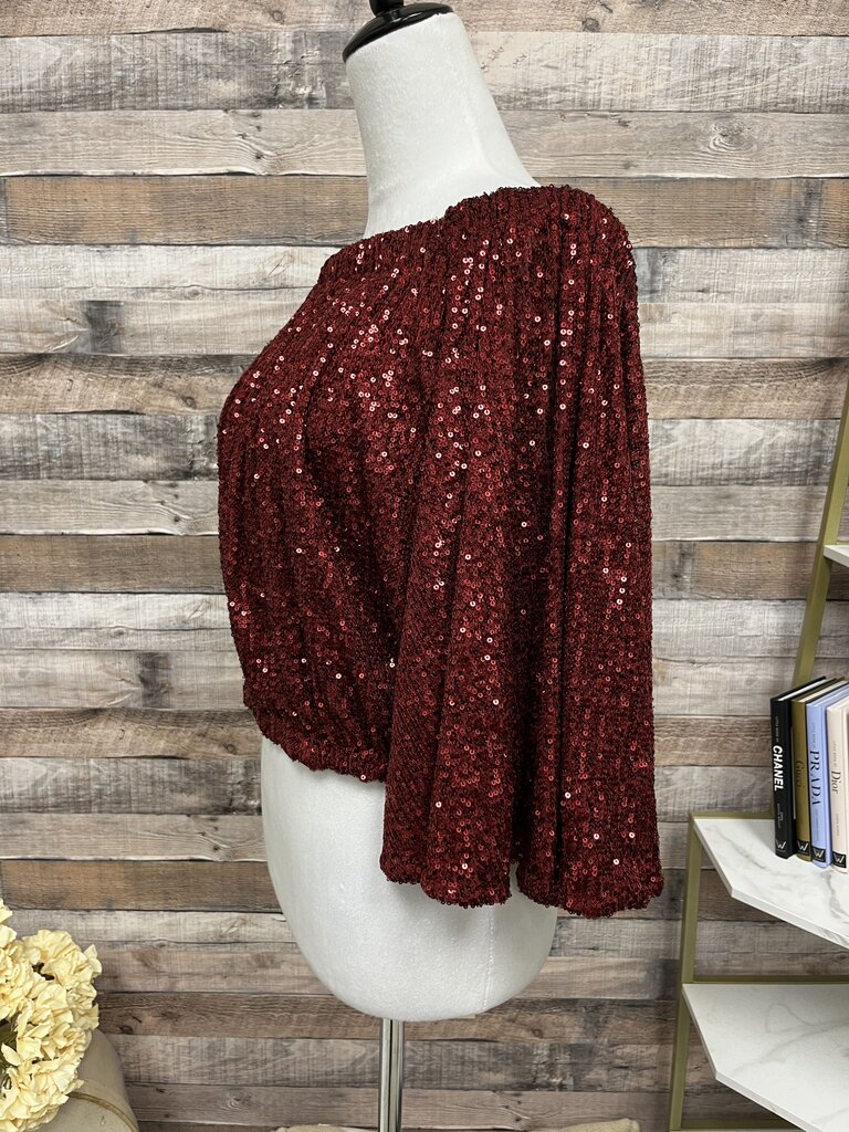 Venus Red Sequin Cropped Top